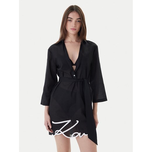 KARL LAGERFELD Sukienka plażowa A2W46075 Czarny Regular Fit ze sklepu MODIVO w kategorii Odzież plażowa - zdjęcie 187775958