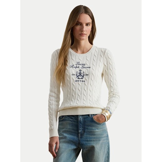 LAUREN RALPH LAUREN Sweter 200P03508003 Biały Slim Fit ze sklepu MODIVO w kategorii Swetry damskie - zdjęcie 187776059