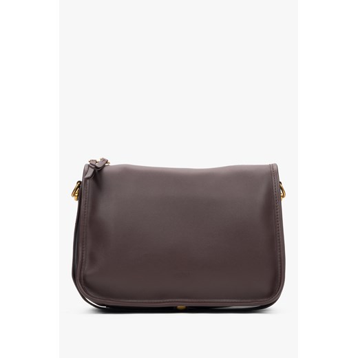Estro: Ciemnobrązowa skórzana torebka damska z szerokim paskiem ze sklepu Estro w kategorii Listonoszki - zdjęcie 187776629