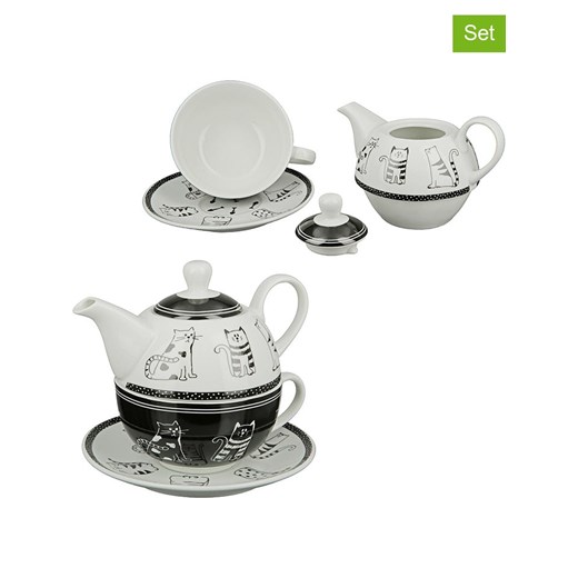 GILDE 3-częściowy zestaw &quot;Funny Cat&quot; w kolorze czarno-białym do herbaty ze sklepu Limango Polska w kategorii Dzbanki i zaparzacze - zdjęcie 187777195