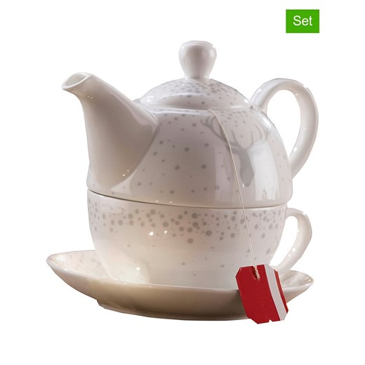 GILDE 3-częściowy zestaw &quot;Deer&quot; w kolorze białym do herbaty ze sklepu Limango Polska w kategorii Dzbanki i zaparzacze - zdjęcie 187777199