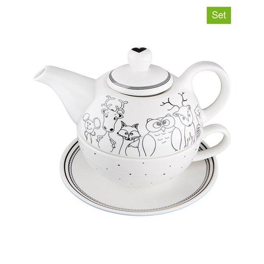 GILDE 3-częściowy zestaw &quot;Forest lovers&quot; w kolorze białym do herbaty ze sklepu Limango Polska w kategorii Dzbanki i zaparzacze - zdjęcie 187777206