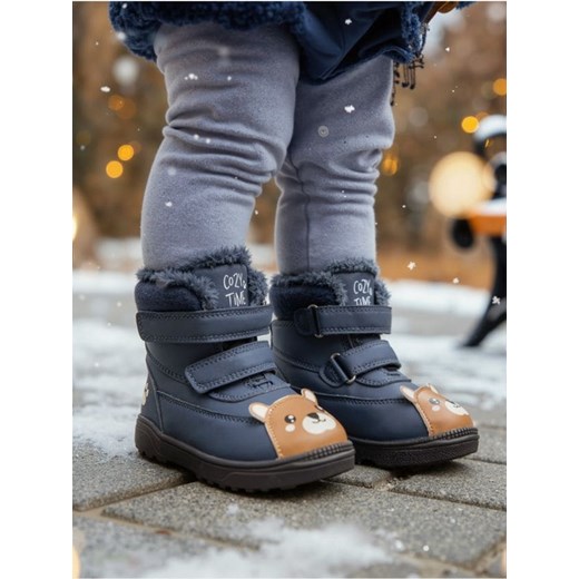 Sinsay - Ocieplane buty dużym motywem graficznym w kształcie misia - granatowy ze sklepu Sinsay w kategorii Buty zimowe dziecięce - zdjęcie 187778876