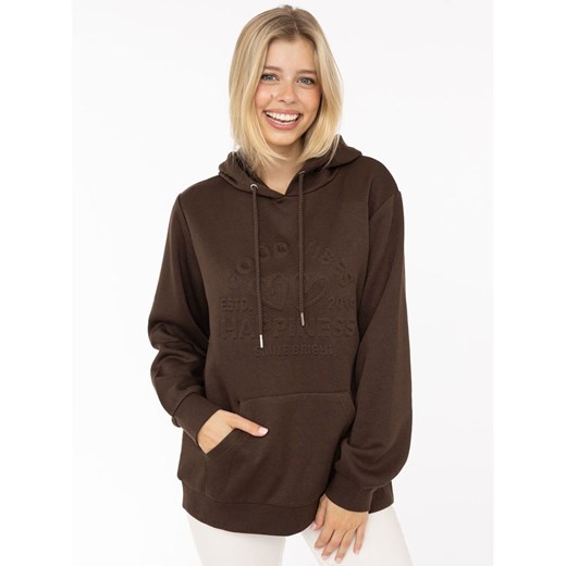 Zwillingsherz Bluza &quot;Happiness Vibes&quot; w kolorze brązowym ze sklepu Limango Polska w kategorii Bluzy damskie - zdjęcie 187779905