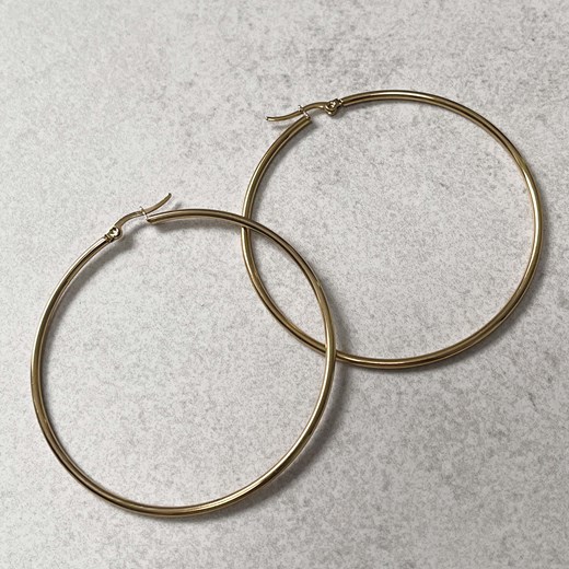 Kolczyki złote koła ogromne 6.3 cm stal chirurgiczna ze sklepu otien.com w kategorii Kolczyki - zdjęcie 187780158