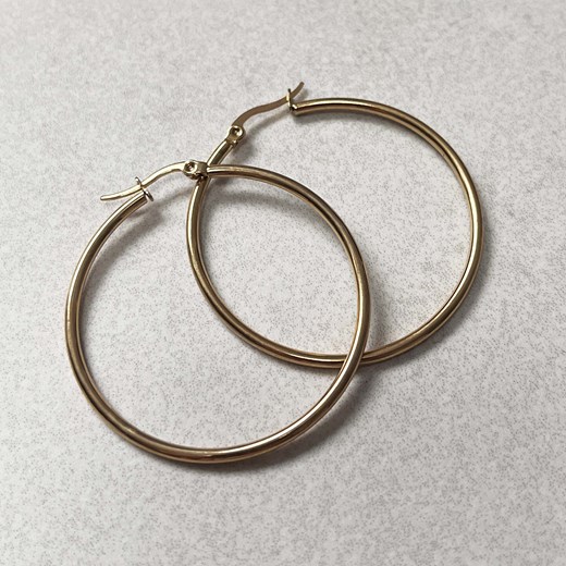 Kolczyki złote damskie koła duże 4.3 cm stal jubilerska ze sklepu otien.com w kategorii Kolczyki - zdjęcie 187780159