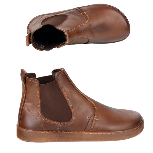 Buty męskie sztyblety barefoot skórzane Olivier 100KZ brązowe ze sklepu butyolivier w kategorii Buty zimowe męskie - zdjęcie 187780497