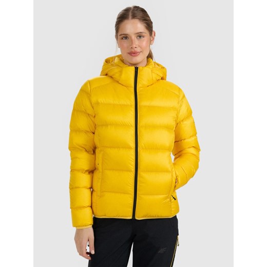 Damska kurtka trekkingowa z puchem naturalnym 4F 4FWAW25TDJAF0734 - żółta ze sklepu Sportstylestory.com w kategorii Kurtki damskie - zdjęcie 187780845