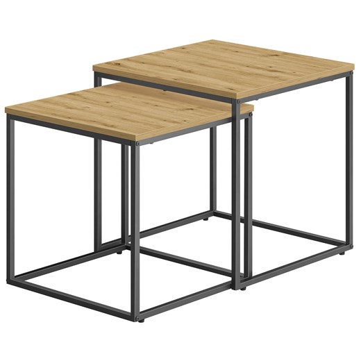 Zestaw 2 kwadratowych stolików kawowych 2w1 dąb artisan K5-T63 ze sklepu Edinos.pl w kategorii Stoliki kawowe - zdjęcie 187782127