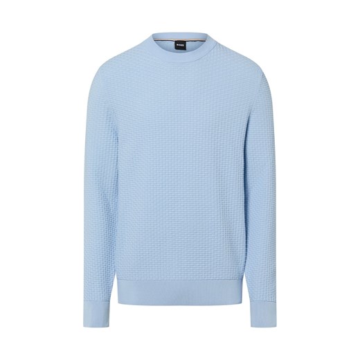 BOSS Sweter - H-Imberto Mężczyźni Bawełna jasnoniebieski wypukły wzór tkaniny ze sklepu vangraaf w kategorii Swetry męskie - zdjęcie 187783885
