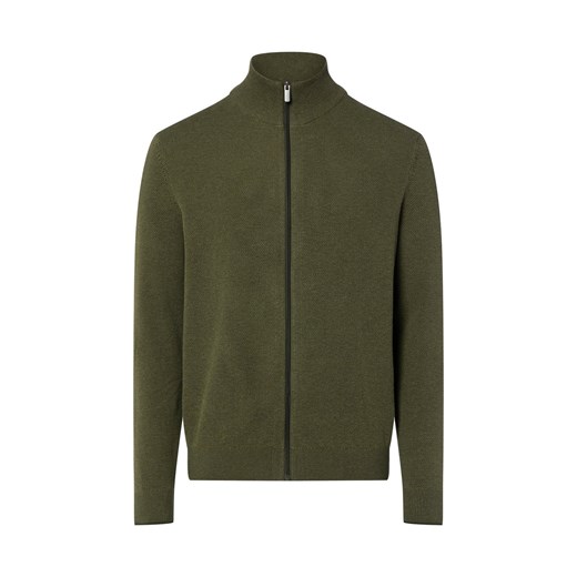 Nils Sundström Męski kardigan Mężczyźni Bawełna oliwkowy marmurkowy ze sklepu vangraaf w kategorii Swetry męskie - zdjęcie 187783887