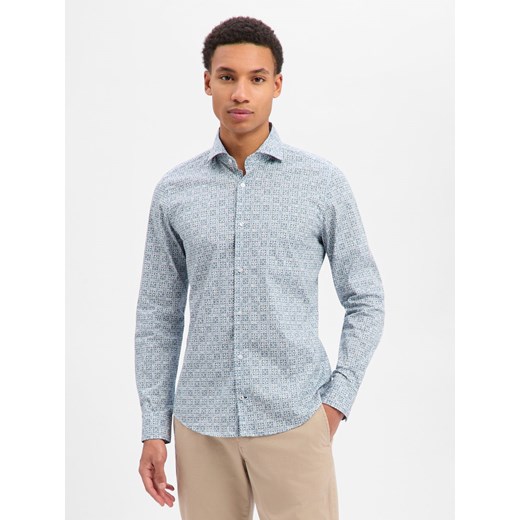 JOOP! Koszula męska - Pai Mężczyźni Slim Fit Bawełna biały wzorzysty ze sklepu vangraaf w kategorii Koszule męskie - zdjęcie 187783899