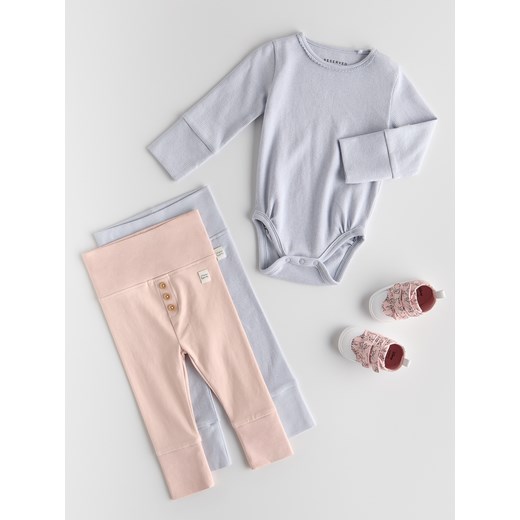 Reserved - Bawełniane legginsy z naszywką - brudny róż ze sklepu Reserved w kategorii Odzież dla niemowląt - zdjęcie 187783935