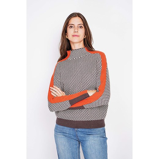 C&amp; Jo Sweter w kolorze biało-brązowo-czerwonym ze sklepu Limango Polska w kategorii Swetry damskie - zdjęcie 187785088