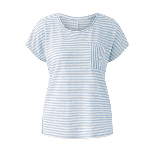 Oui Lniana koszulka w kolorze błękitno-białym ze sklepu Limango Polska w kategorii Bluzki damskie - zdjęcie 187790616