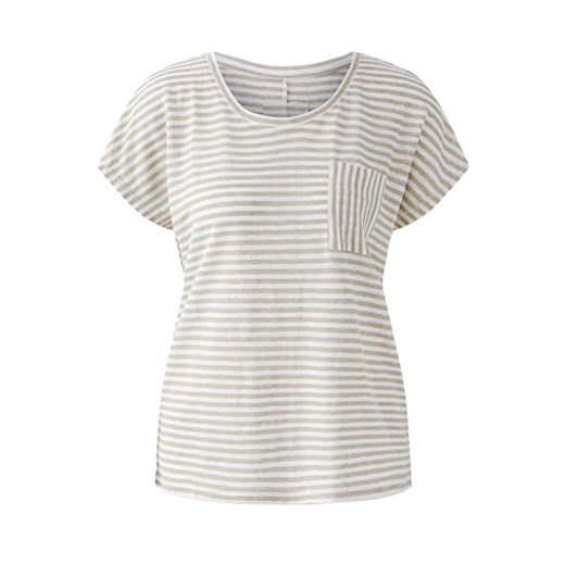 Oui Lniana koszulka w kolorze szarobrązowo-białym ze sklepu Limango Polska w kategorii Bluzki damskie - zdjęcie 187790617