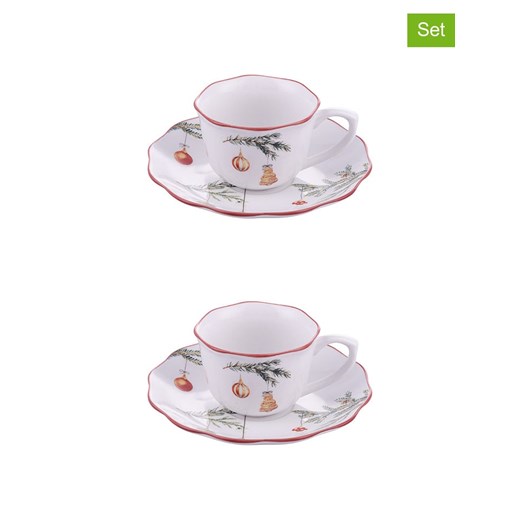 Villa d´Este Filiżanki (2 szt.) w kolorze biało-zielono-czerwonym do kawy - 100 ml ze sklepu Limango Polska w kategorii Dzbanki i zaparzacze - zdjęcie 187791526