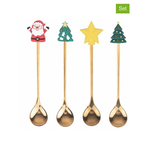 Villa d´Este Łyżeczki (4 szt.) &quot;Xmas&quot; w kolorze złotym ze wzorem - Villa D´este onesize promocja Limango Polska