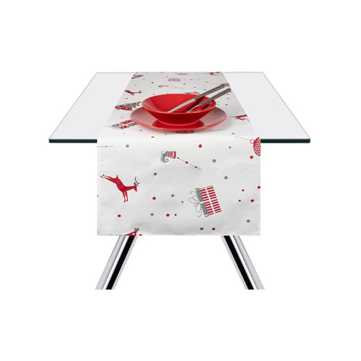 Trendy Kitchen by EXCÉLSA Bieżnik &quot;Christmas&quot; w kolorze biało-czerwonym - 140 x 40 cm ze sklepu Limango Polska w kategorii Obrusy i bieżniki - zdjęcie 187791997