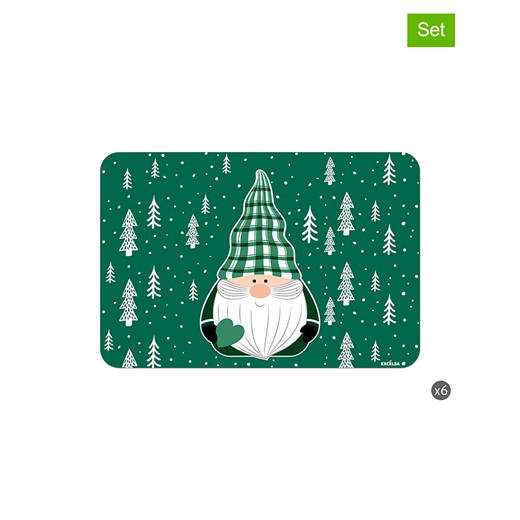 Trendy Kitchen by EXCÉLSA Podkładki stołowe (6 szt.) w kolorze zielono-białym - 43,5 x 29 cm ze sklepu Limango Polska w kategorii Podkładki na stół - zdjęcie 187792099