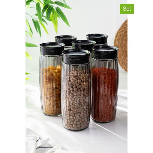 Hermia Pojemniki (6 szt.) w kolorze czarnym - wys. 26 x Ø 10 cm ze sklepu Limango Polska w kategorii Pojemniki kuchenne - zdjęcie 187792165