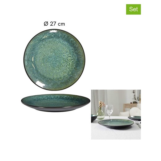 THE HOME DECO FACTORY Talerze (6 szt.) &quot;Elia&quot; w kolorze czarno-zielonym - Ø 27 cm ze sklepu Limango Polska w kategorii Naczynia - zdjęcie 187792207