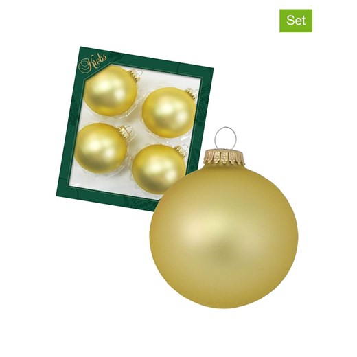 Krebs Glas Lauscha Bombki (4 szt.) w kolorze złotym - Ø 8 cm ze sklepu Limango Polska w kategorii Dekoracje bożonarodzeniowe - zdjęcie 187792686