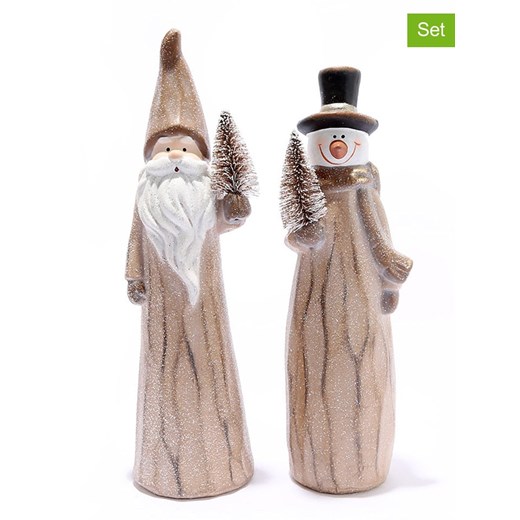 SiL Interiors 2-częściowy zestaw &quot;Santa/Snowman&quot; w kolorze jasnobrązowym - 9,5 x 33 x 9 cm ze sklepu Limango Polska w kategorii Dekoracje - zdjęcie 187792819