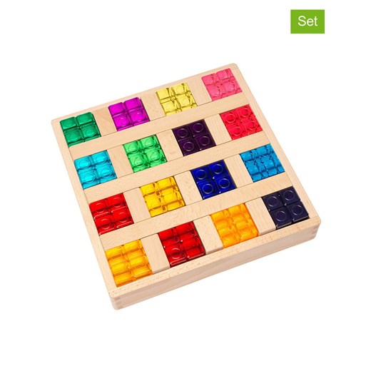 SUNNYSUE Drewniany zestaw konstrukcyjny z akrylowymi klockami - 3+ ze sklepu Limango Polska w kategorii Zabawki - zdjęcie 187793687