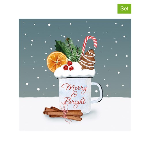 ppd Serwetki (40 szt.) &quot;Merry &amp; Bright&quot; w kolorze biało-niebieskim Ppd onesize wyprzedaż Limango Polska