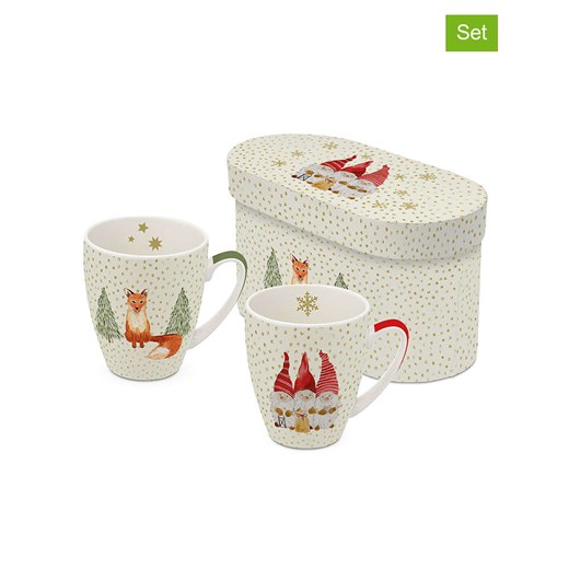 ppd Kubki jumbo (2 szt.) &quot;Snowflakes&quot; w kolorze kremowo-pomarańczowym - 350 ml ze sklepu Limango Polska w kategorii Naczynia - zdjęcie 187794086