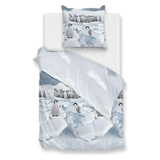 HNL Komplet pościeli flanelowej &quot;Pinguini&quot; w kolorze błękitnym ze sklepu Limango Polska w kategorii Pościele - zdjęcie 187794639