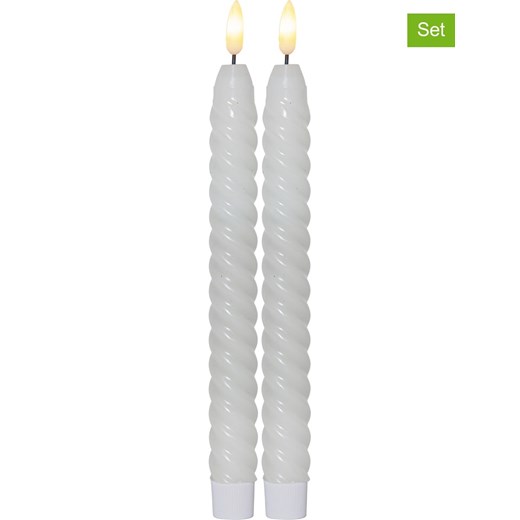 STAR Trading Świece LED (2 szt.) &quot;Flamme Swirl Antique&quot; w kolorze białym - wys. 25 cm ze sklepu Limango Polska w kategorii Świece i dyfuzory - zdjęcie 187795059