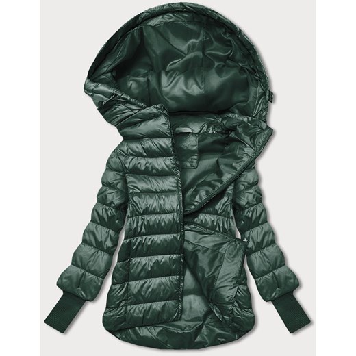 Krótka kurtka damska z dzianinowymi ściągaczami ciemny zielony (P22/P3-6636/P3-6023-33) ze sklepu goodlookin.pl w kategorii Kurtki damskie - zdjęcie 187795709