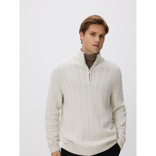 Reserved - Sweter z domieszką wełny - złamana biel ze sklepu Reserved w kategorii Swetry męskie - zdjęcie 187795845