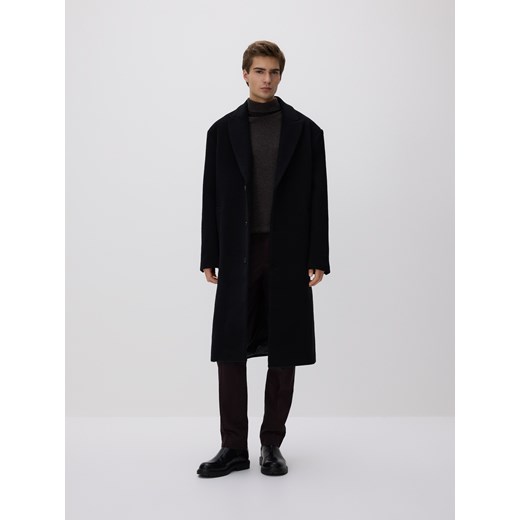 Reserved - Wełniany płaszcz - czarny ze sklepu Reserved w kategorii Płaszcze męskie - zdjęcie 187795875