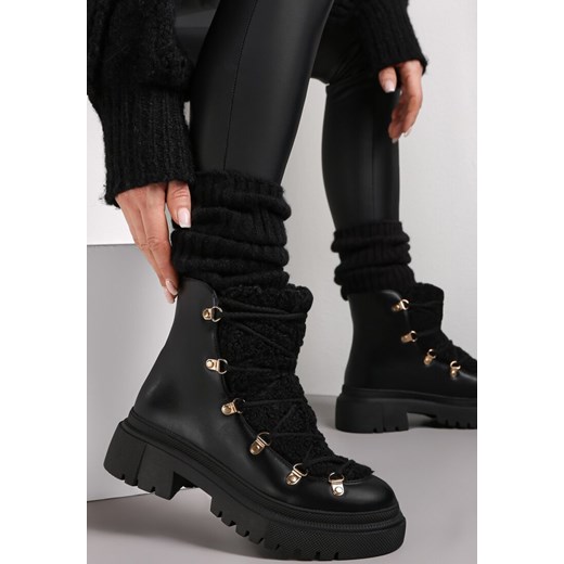 Czarne Traperki Venantia ze sklepu renee.pl w kategorii Workery damskie - zdjęcie 187795938