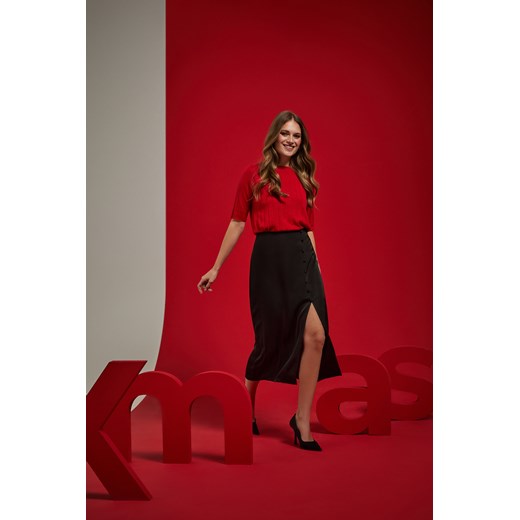 Sweter z krótkimi rękawami czerwony ze sklepu Moodo.pl w kategorii Swetry damskie - zdjęcie 187795956