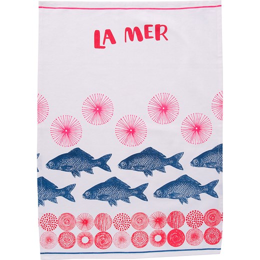 Overbeck and Friends Ściereczka &quot;La Mer&quot; w kolorze czerwono-niebieskim do naczyń - 70 x 50 cm ze sklepu Limango Polska w kategorii Ścierki kuchenne - zdjęcie 187796955