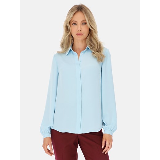 Pastelowa błękitna koszula damska z klasycznym kołnierzykiem L'AF Lorin ze sklepu Eye For Fashion w kategorii Koszule damskie - zdjęcie 187797587