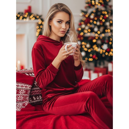 Bordowy damski komplet welurowy SO COMFY Dstreet AY0887z ze sklepu DSTREET.PL w kategorii Komplety i garnitury damskie - zdjęcie 187797768