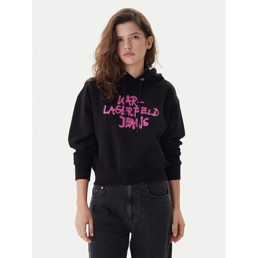 Karl Lagerfeld Jeans Bluza B1W20039 Czarny Regular Fit ze sklepu MODIVO w kategorii Bluzy damskie - zdjęcie 187797937