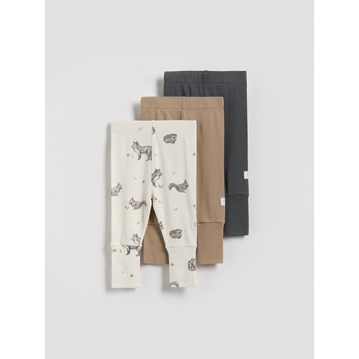 Reserved - Bawełniane legginsy 3 pack - ciemnoszary ze sklepu Reserved w kategorii Spodnie i półśpiochy - zdjęcie 187798566