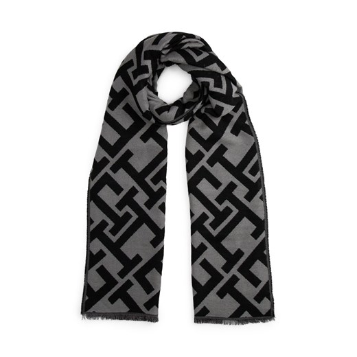 Tommy Hilfiger Damski szalik tkany z wełną Kobiety Wełna czarny wzorzysty ze sklepu vangraaf w kategorii Szaliki i chusty damskie - zdjęcie 187798726