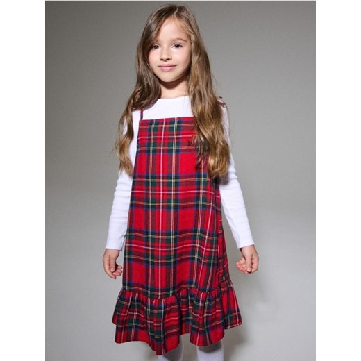 Sinsay - Komplet: Sukienka w szkocką kratę i koszulka z długim rękawem - wielobarwny ze sklepu Sinsay w kategorii Bluzki dziewczęce - zdjęcie 187799628