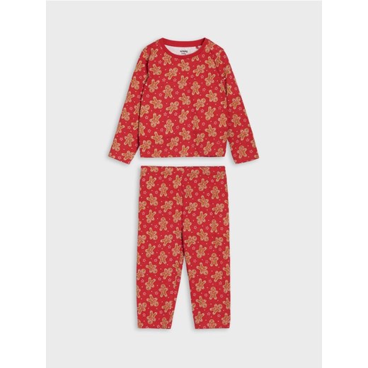 Sinsay - Piżama dwuczęściowa z motywem piernikowego ludzika - czerwony ze sklepu Sinsay w kategorii Piżamy dziecięce - zdjęcie 187799638