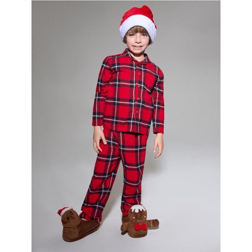 Sinsay - Piżama flanelowa w kratę - czerwony ze sklepu Sinsay w kategorii Piżamy dziecięce - zdjęcie 187799648