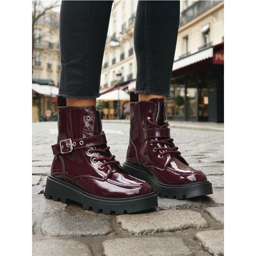 Sinsay - Ocieplane trapery za kostkę - bordowy ze sklepu Sinsay w kategorii Buty zimowe dziecięce - zdjęcie 187799658