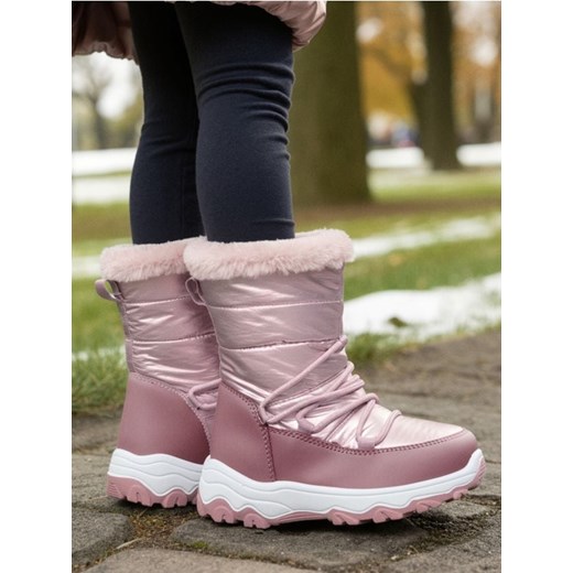 Sinsay - Lśniące śniegowce z futerkiem i wełnianą wyściółką - różowy ze sklepu Sinsay w kategorii Buty zimowe dziecięce - zdjęcie 187799699