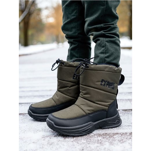 Sinsay - Ocieplane śniegowce z elastycznym ściągaczem - zielony ze sklepu Sinsay w kategorii Buty zimowe dziecięce - zdjęcie 187799757